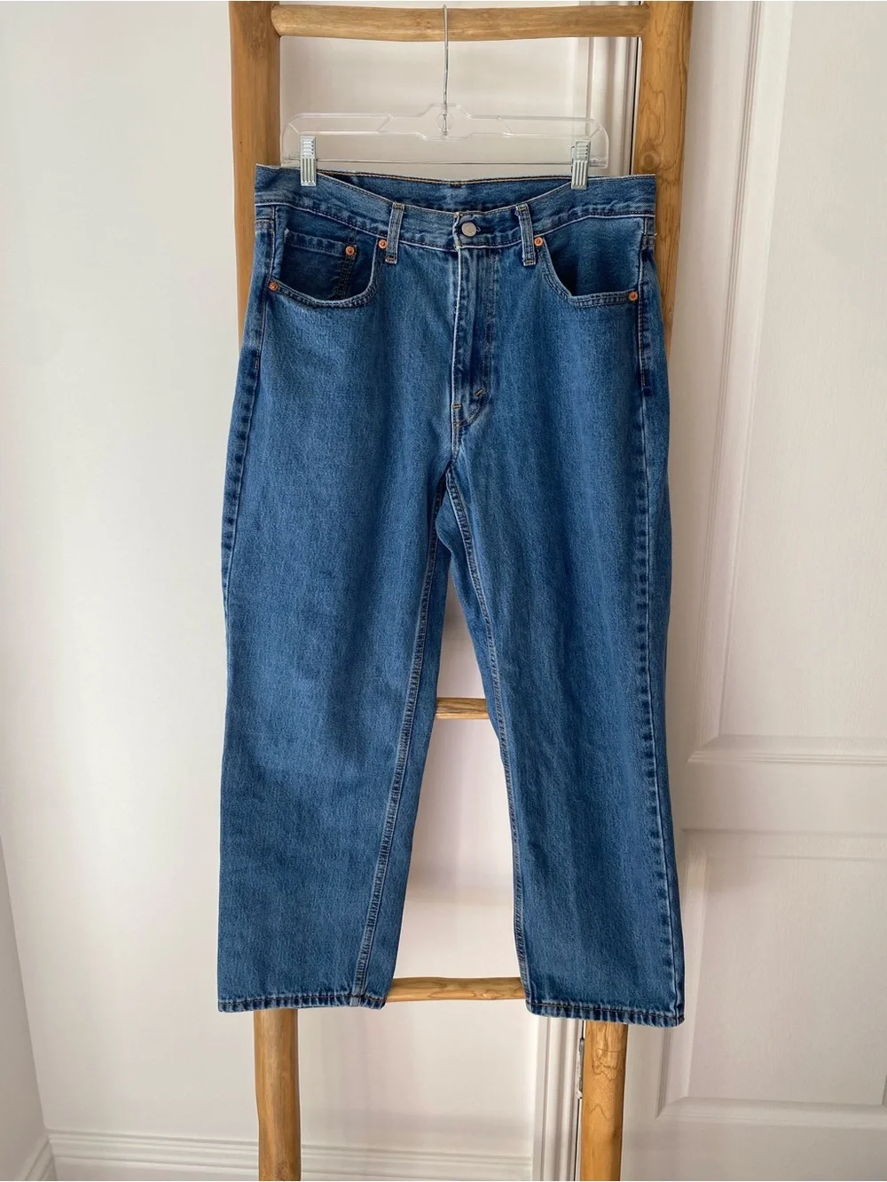 Levis 505 Jeans Mens 36x30 Blue Relaxed Fit Straight Leg Denim Casual